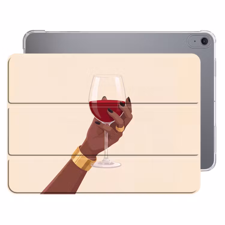 iPad hoes - Vrouw - Wijn - Glas - Illustratie - Rood — 1
