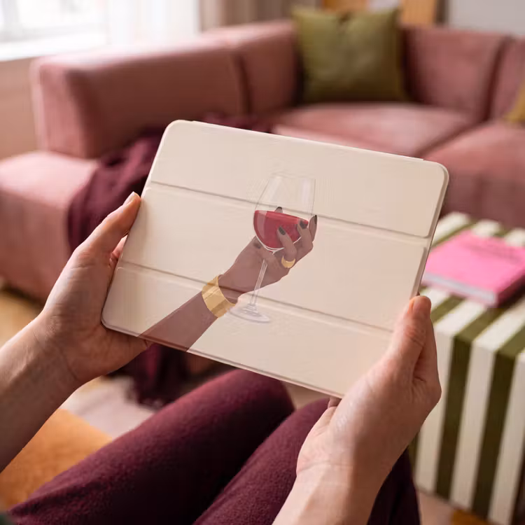iPad hoes - Vrouw - Wijn - Glas - Illustratie - Rood — 4