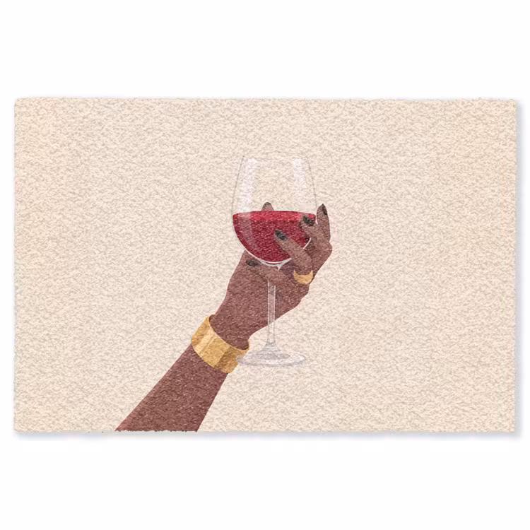 Vloerkleed - Vrouw - Wijn - Glas - Illustratie - Rood — 1