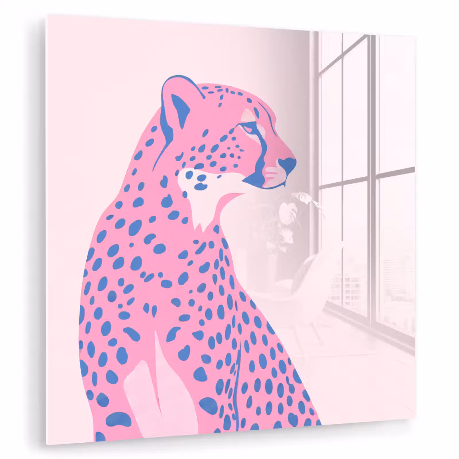 Glas schilderij - Dieren - Profiel - Abstract - Roze - Blauw — 1