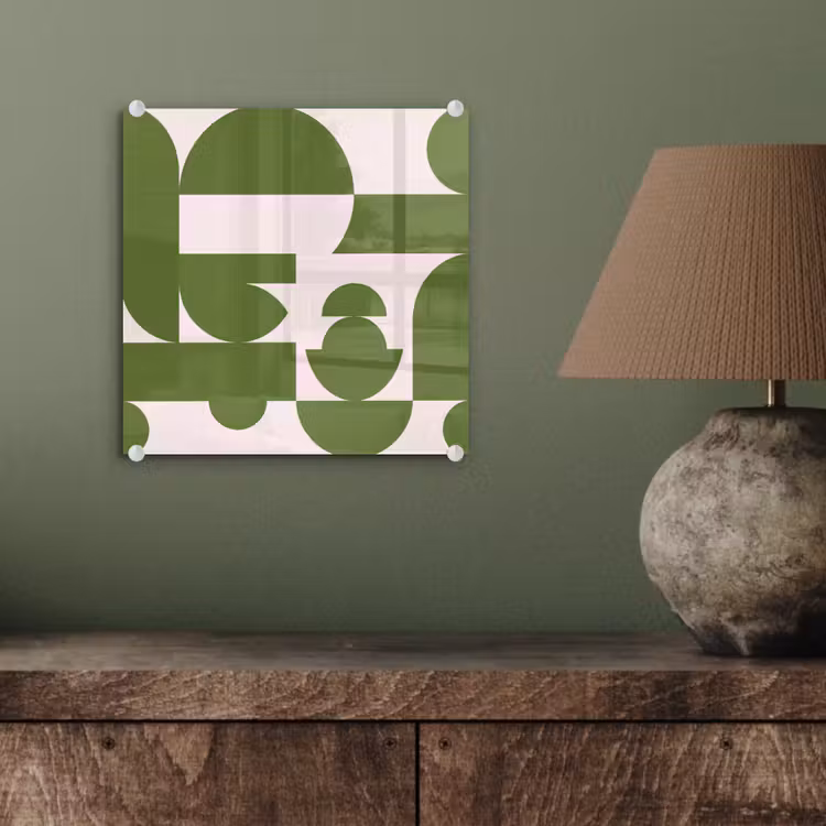 Glas schilderij - Abstract - Geometrie - Modern - Groen - Wit — 4