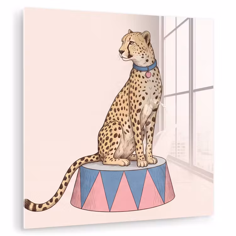 Glas schilderij - Dieren - Circus - Illustratie - Vintage - Roze — 1