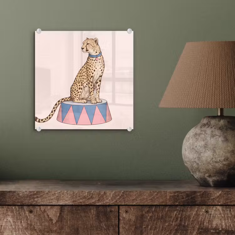 Glas schilderij - Dieren - Circus - Illustratie - Vintage - Roze — 4