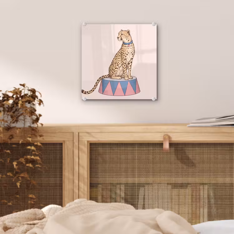 Glas schilderij - Dieren - Circus - Illustratie - Vintage - Roze — 5