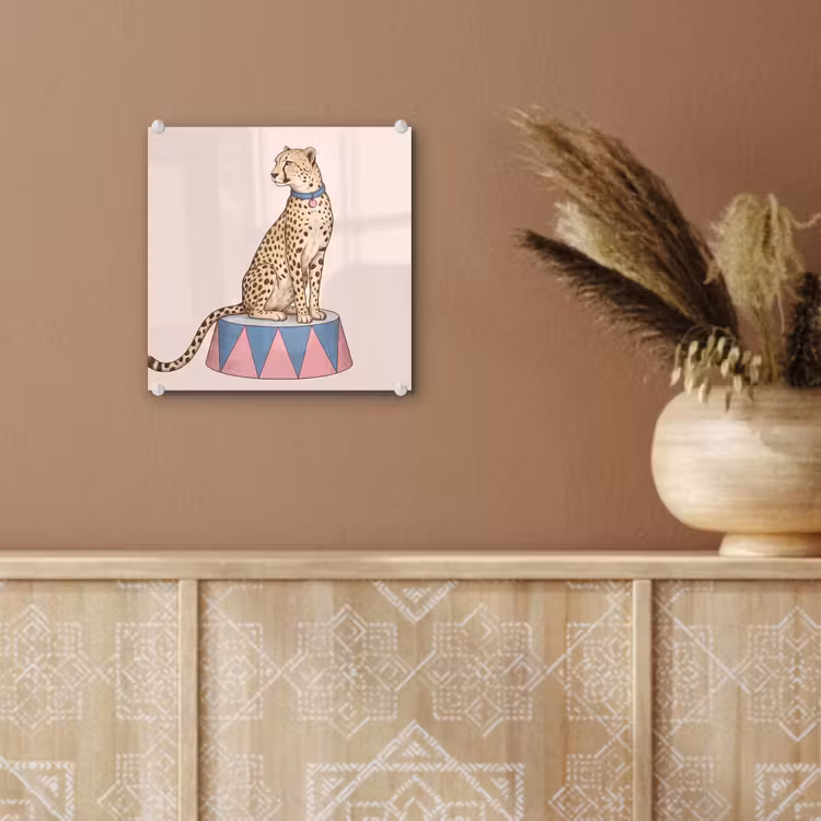 Glas schilderij - Dieren - Circus - Illustratie - Vintage - Roze — 6