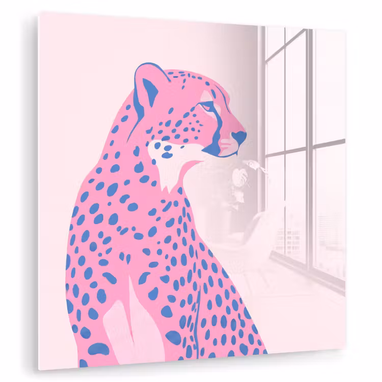 Glas schilderij - Dieren - Profiel - Abstract - Roze - Blauw — 1