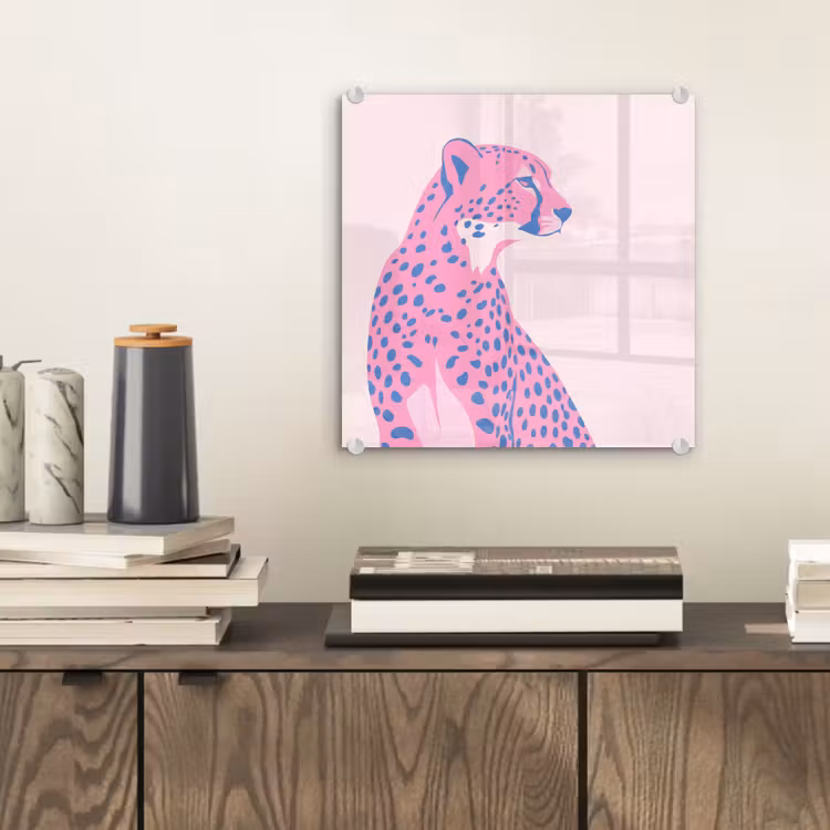 Glas schilderij - Dieren - Profiel - Abstract - Roze - Blauw — 2