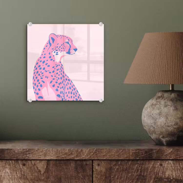 Glas schilderij - Dieren - Profiel - Abstract - Roze - Blauw — 4