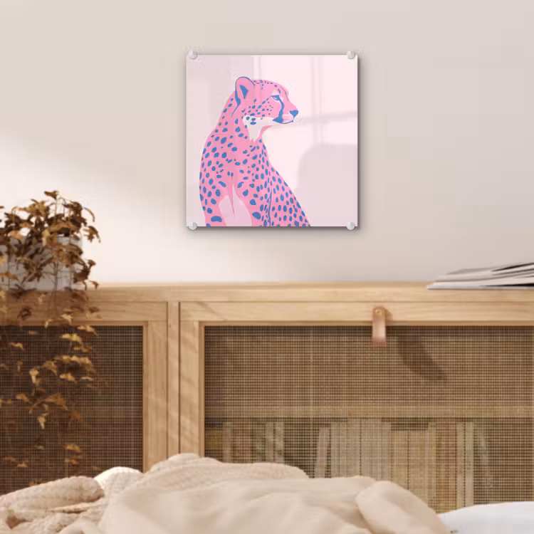 Glas schilderij - Dieren - Profiel - Abstract - Roze - Blauw — 5