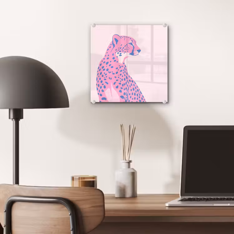 Glas schilderij - Dieren - Profiel - Abstract - Roze - Blauw — 7