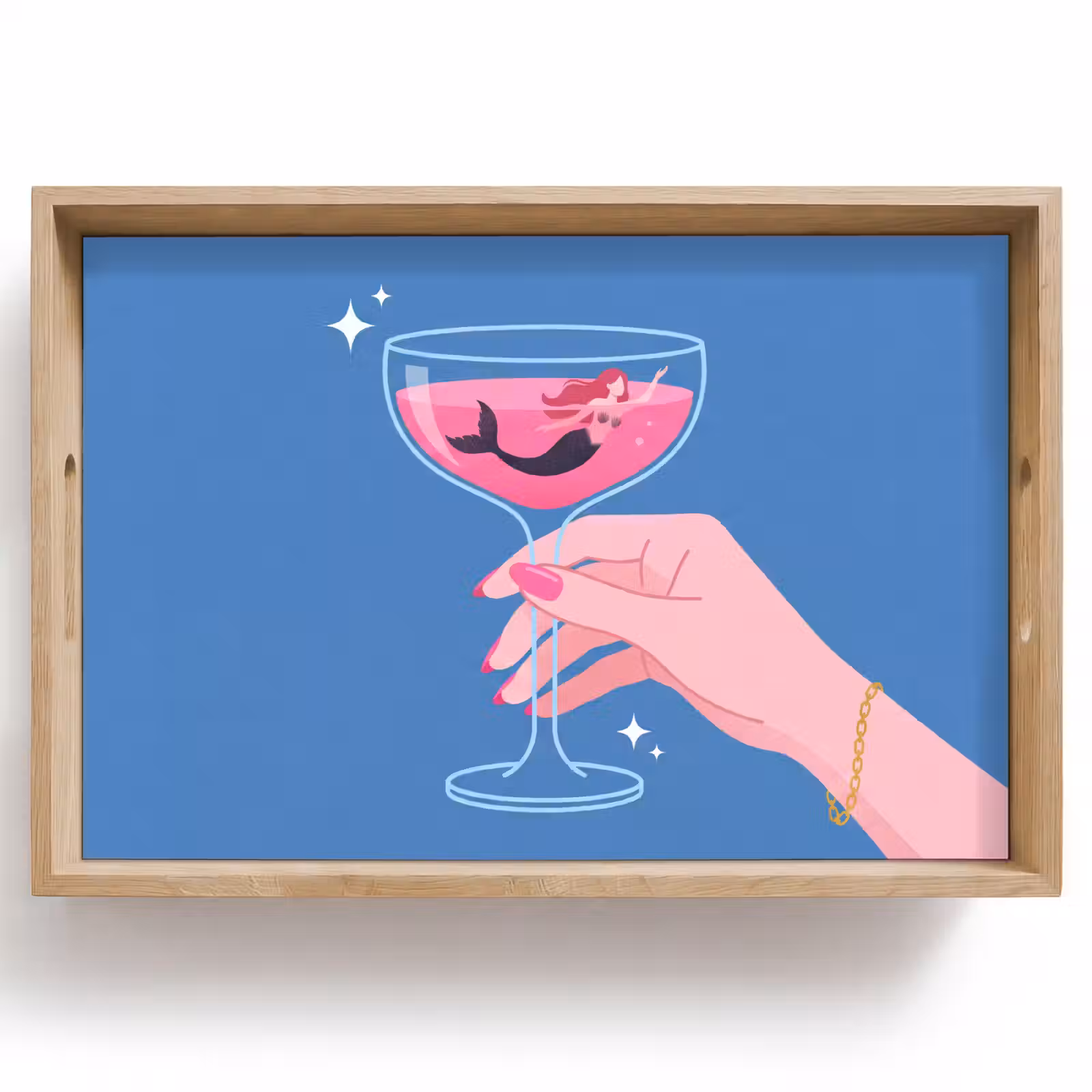 Dienblad - Vrouw - Glas - Abstract - Roze - Blauw — 1