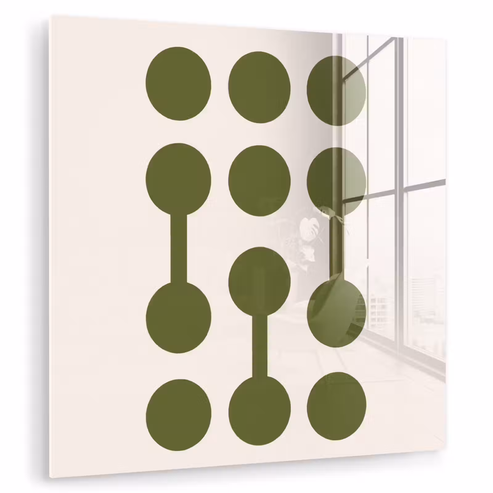 Glas schilderij - Cirkels - Geometrisch - Abstract - Modern - Groen — 1