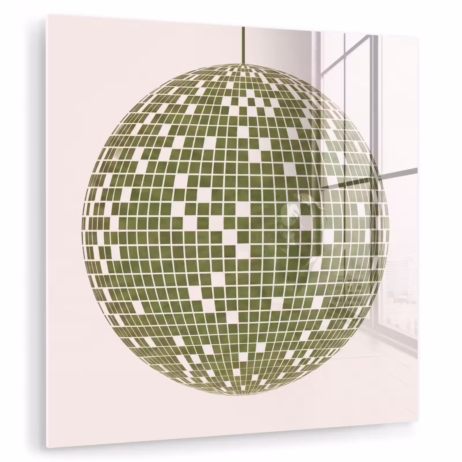 Glas schilderij - Disco - Bal - Groen - Abstract - Modern — 1