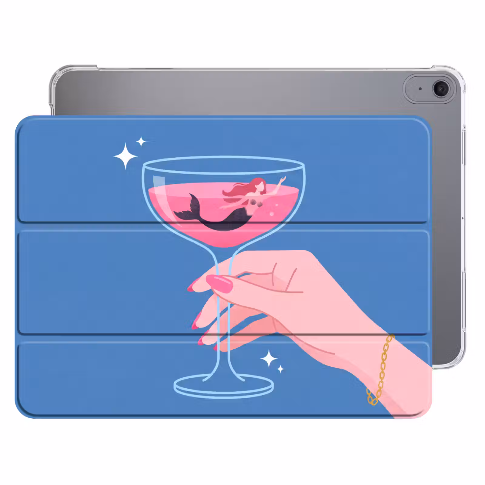 iPad hoes - Vrouw - Glas - Abstract - Roze - Blauw — 1