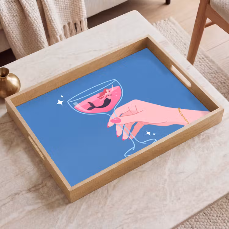 Dienblad - Vrouw - Glas - Abstract - Roze - Blauw — 2