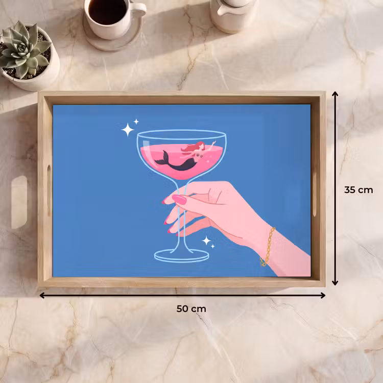 Dienblad - Vrouw - Glas - Abstract - Roze - Blauw — 9