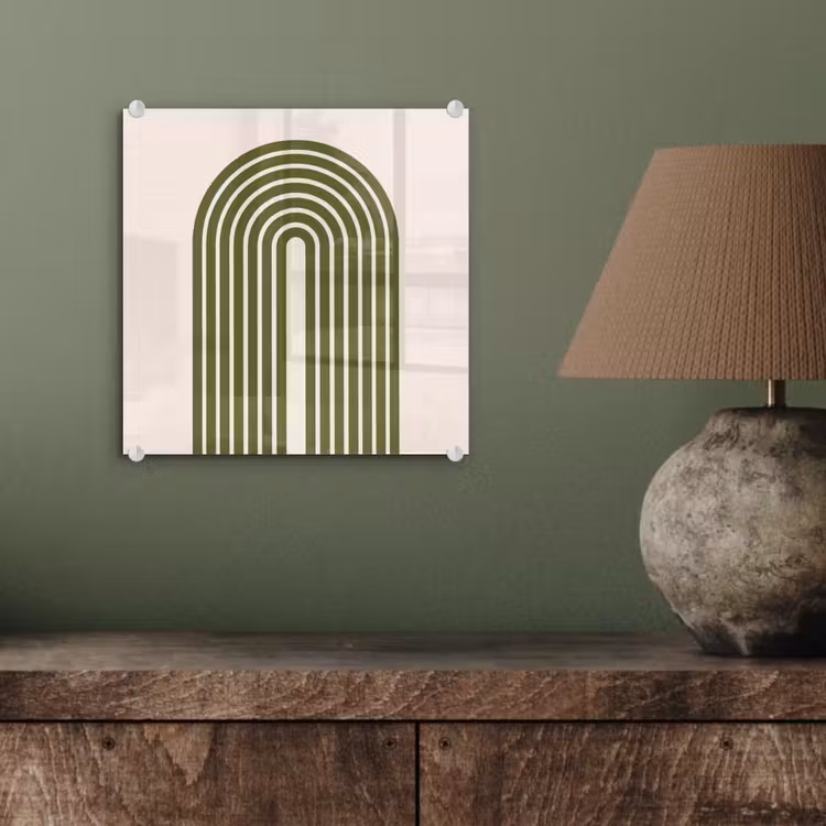 Glas schilderij - Abstract - Bogen - Modern - Groen - Kunst — 4