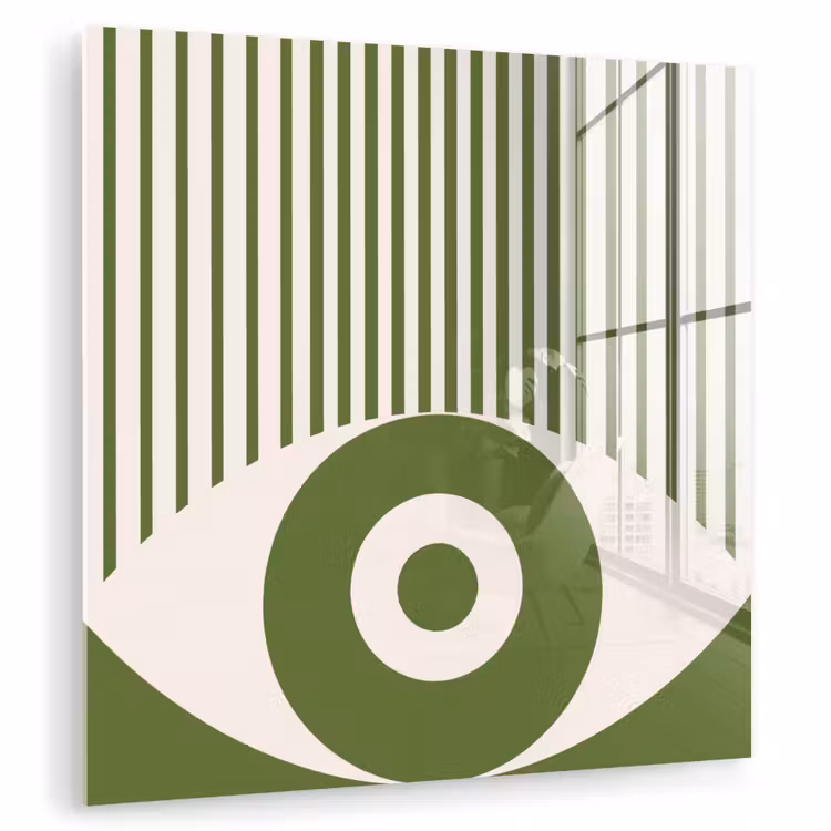 Glas schilderij - Abstract - Oog - Strepen - Modern - Groen — 1