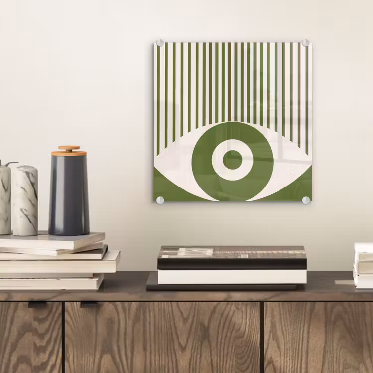 Glas schilderij - Abstract - Oog - Strepen - Modern - Groen — 2