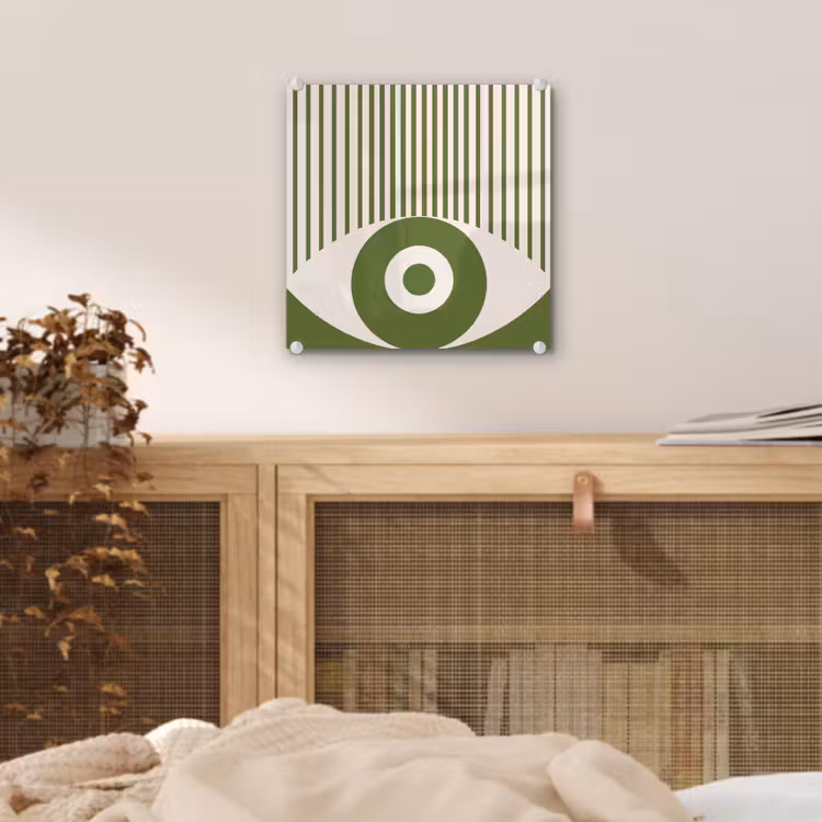 Glas schilderij - Abstract - Oog - Strepen - Modern - Groen — 5