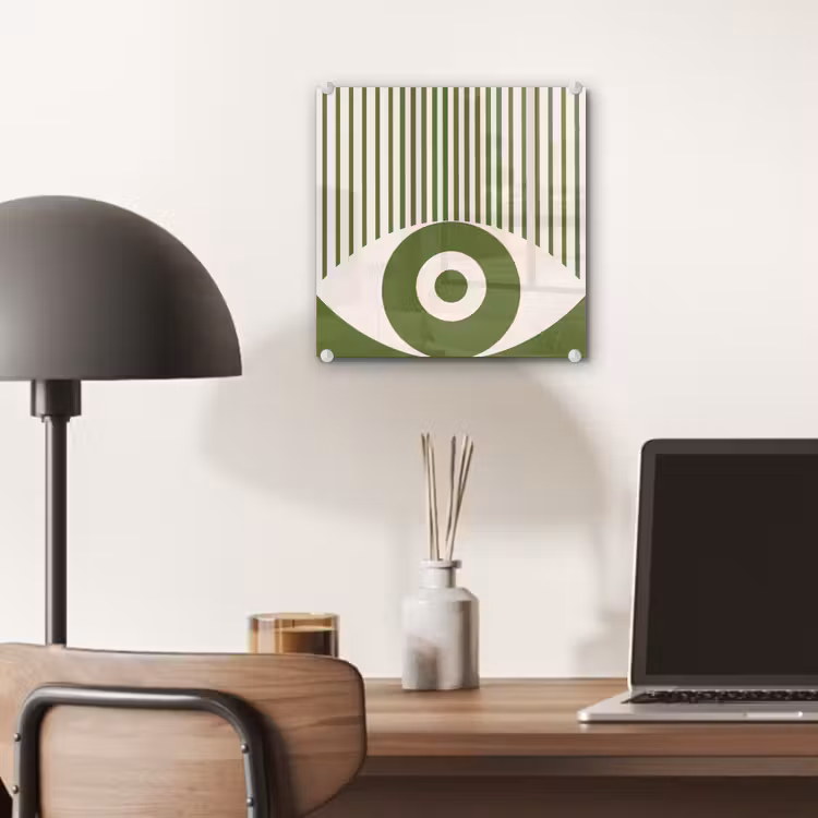 Glas schilderij - Abstract - Oog - Strepen - Modern - Groen — 7