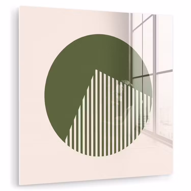 Glas schilderij - Cirkel - Strepen - Geometrisch - Abstract - Groen — 1
