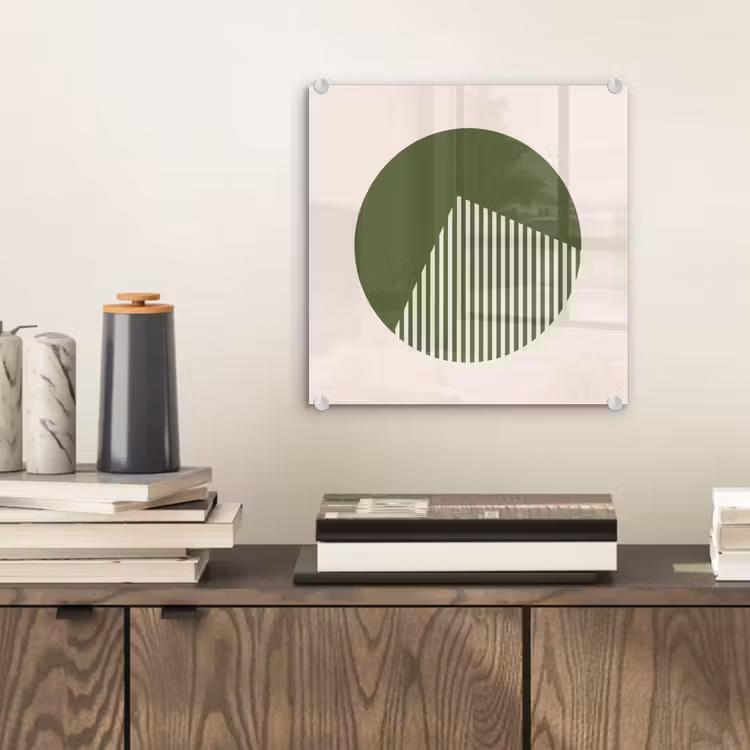 Glas schilderij - Cirkel - Strepen - Geometrisch - Abstract - Groen — 2