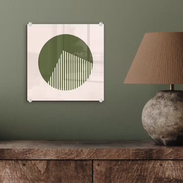 Glas schilderij - Cirkel - Strepen - Geometrisch - Abstract - Groen — 4