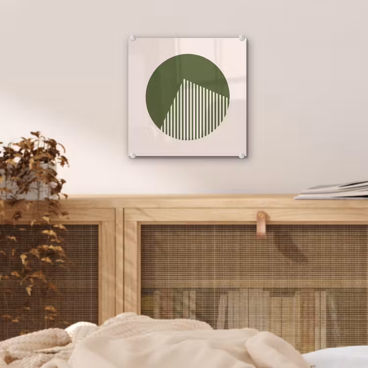 Glas schilderij - Cirkel - Strepen - Geometrisch - Abstract - Groen — 5