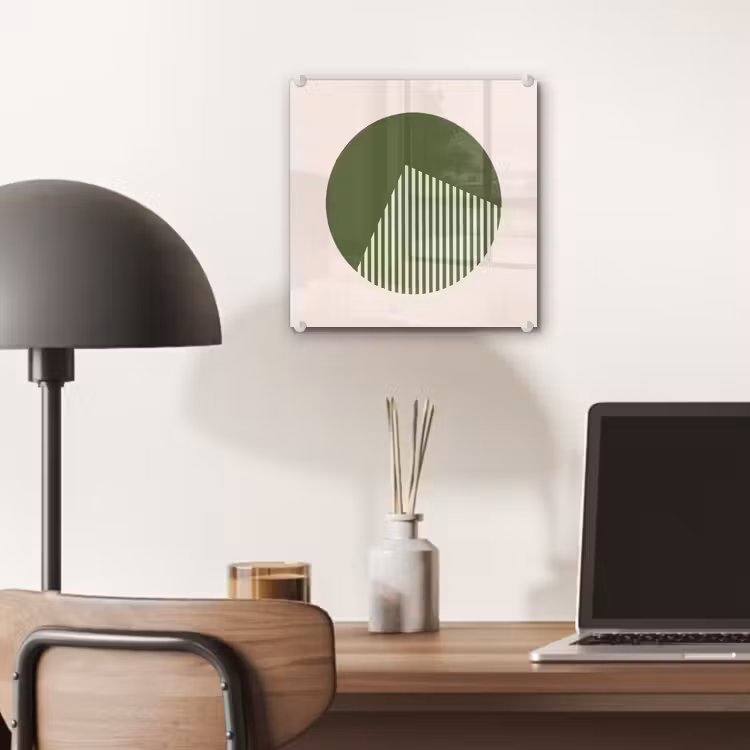 Glas schilderij - Cirkel - Strepen - Geometrisch - Abstract - Groen — 7