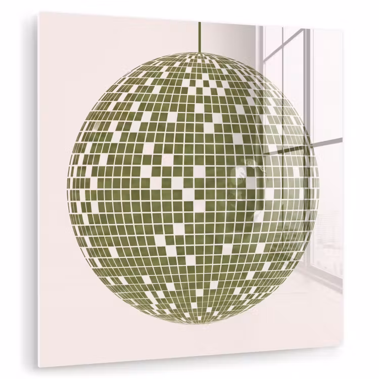 Glas schilderij - Disco - Bal - Groen - Abstract - Modern — 1