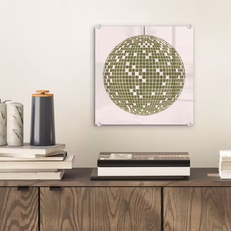 Glas schilderij - Disco - Bal - Groen - Abstract - Modern — 2