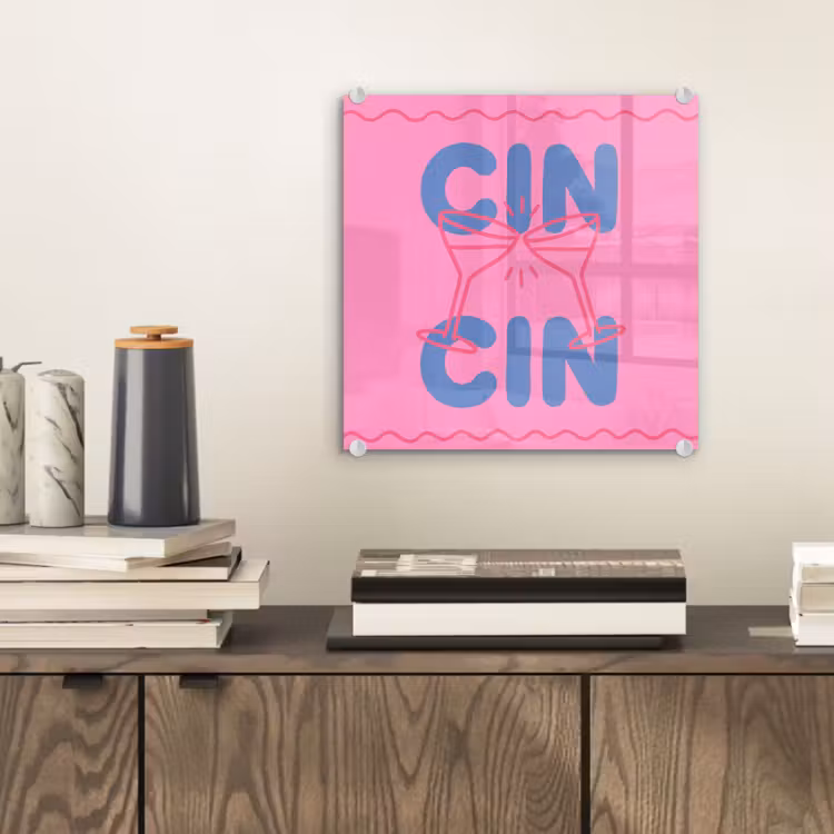 Glas schilderij - Drank - Glazen - Proost - Modern - Roze — 2