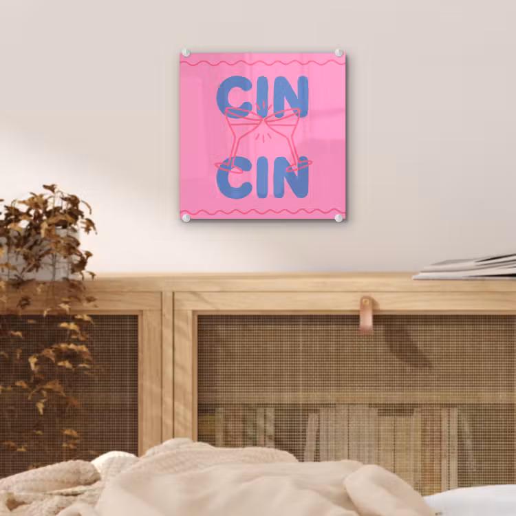 Glas schilderij - Drank - Glazen - Proost - Modern - Roze — 5