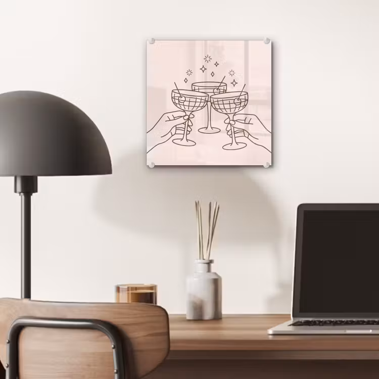 Glas schilderij - Drankjes - Feest - Proosten - Minimalistisch - Groen — 7
