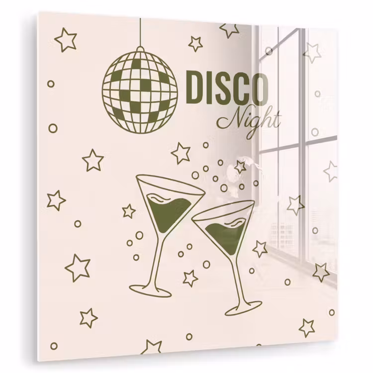 Glas schilderij - Feest - Disco - Drank - Illustratie - Groen — 1