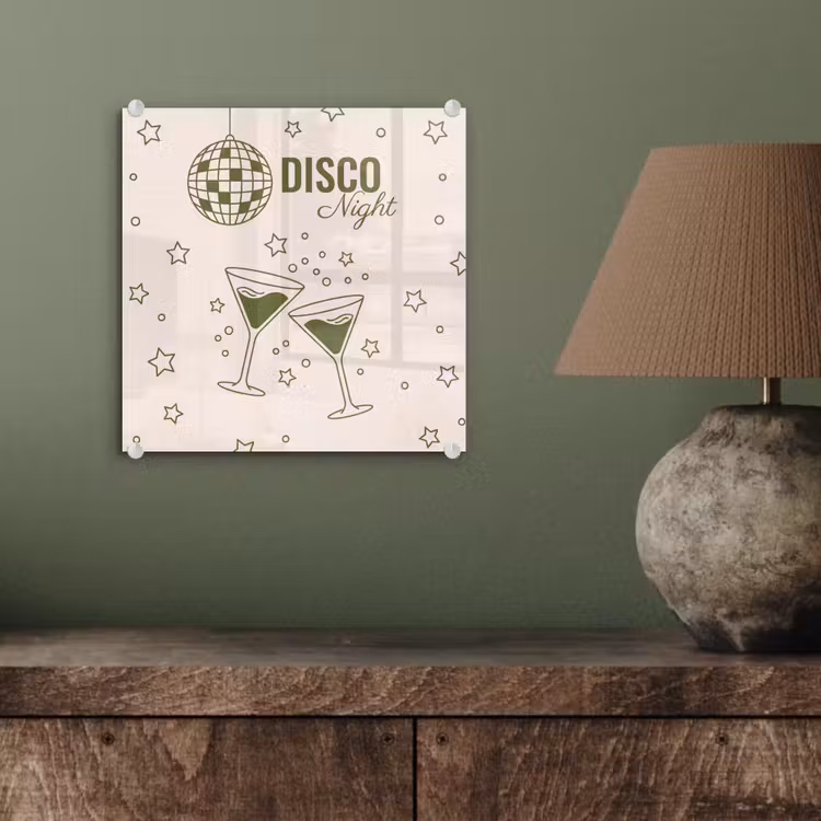 Glas schilderij - Feest - Disco - Drank - Illustratie - Groen — 4