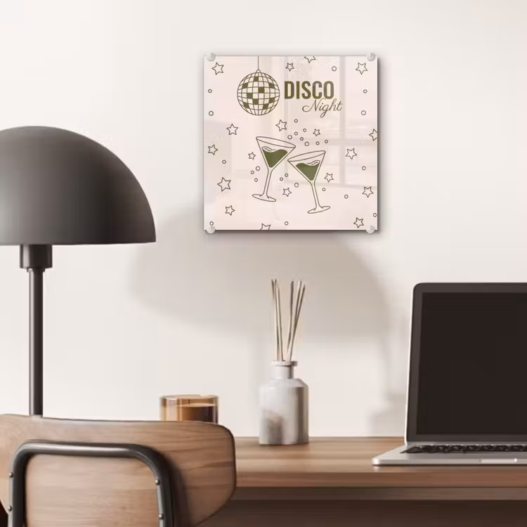 Glas schilderij - Feest - Disco - Drank - Illustratie - Groen — 7