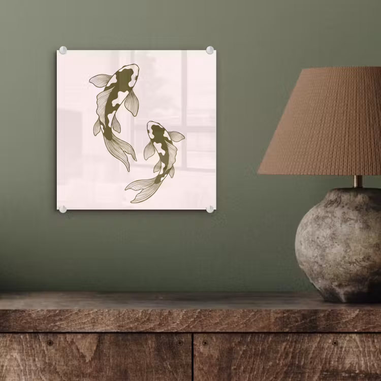 Glas schilderij - Vis - Zwemmend - Groen - Abstract - Dieren — 4