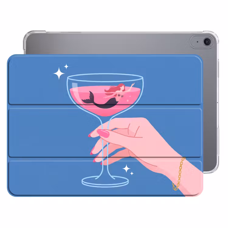 iPad hoes - Vrouw - Glas - Abstract - Roze - Blauw — 1