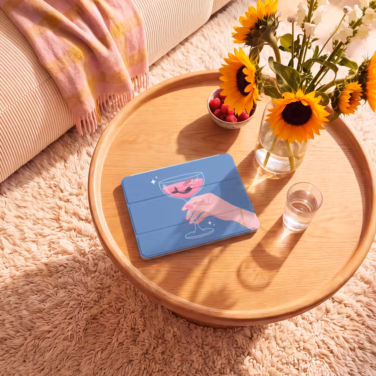 iPad hoes - Vrouw - Glas - Abstract - Roze - Blauw — 2