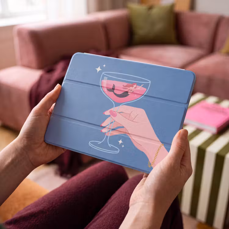 iPad hoes - Vrouw - Glas - Abstract - Roze - Blauw — 4