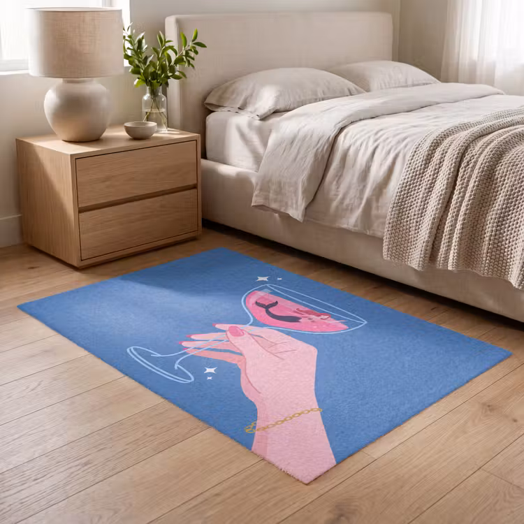 Vloerkleed - Vrouw - Glas - Abstract - Roze - Blauw — 5