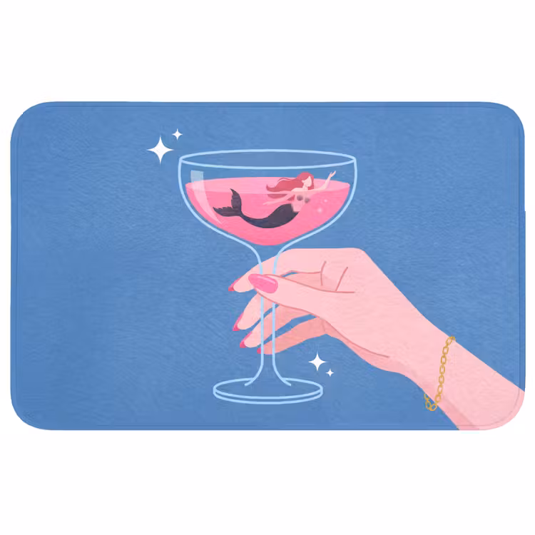 Wc Mat - Vrouw - Glas - Abstract - Roze - Blauw — 1