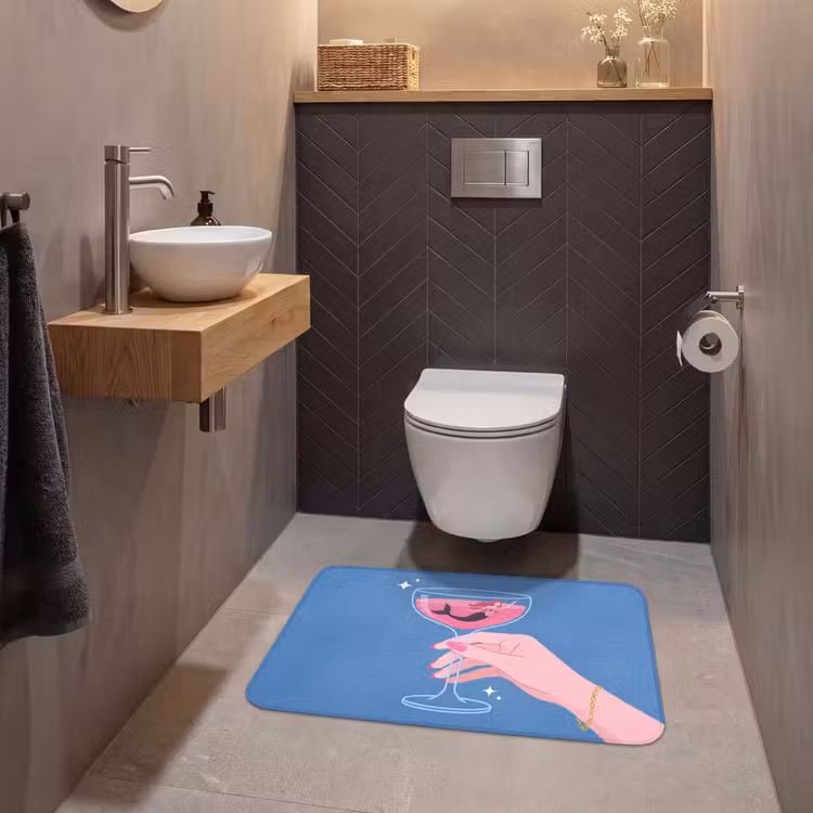 Wc Mat - Vrouw - Glas - Abstract - Roze - Blauw — 2