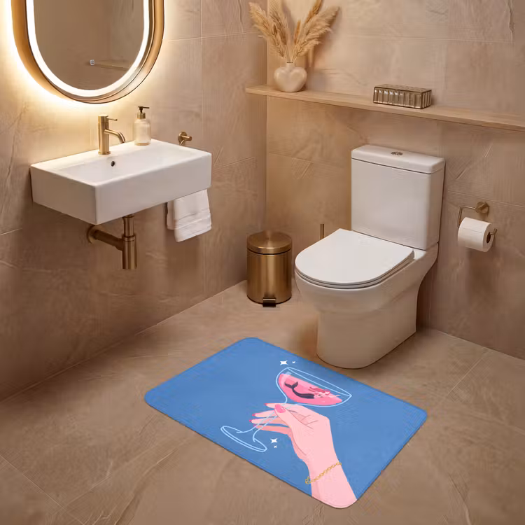 Wc Mat - Vrouw - Glas - Abstract - Roze - Blauw — 4
