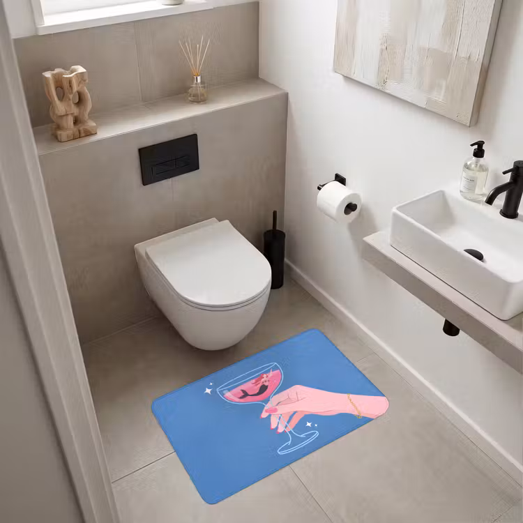 Wc Mat - Vrouw - Glas - Abstract - Roze - Blauw — 6
