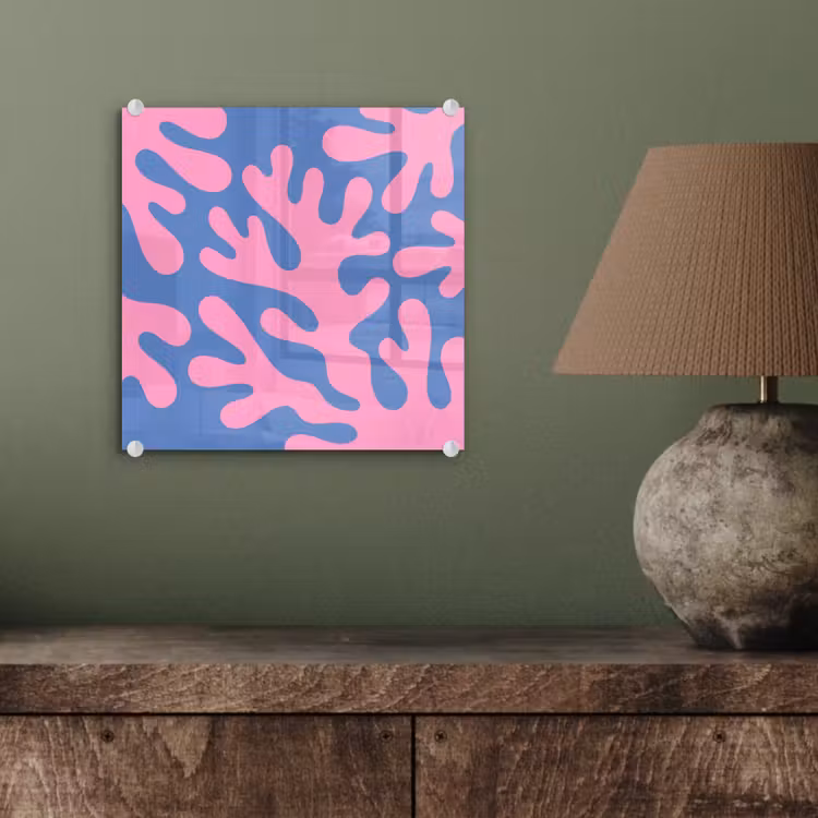 Glas schilderij - Abstract - Vormen - Roze - Blauw — 4