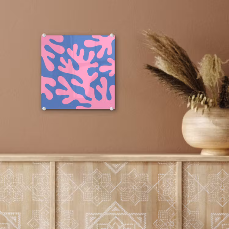 Glas schilderij - Abstract - Vormen - Roze - Blauw — 6
