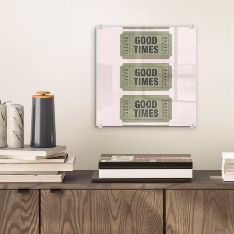 Glas schilderij - Kaartje - Vintage - Groen - Evenement - Collectie — 2